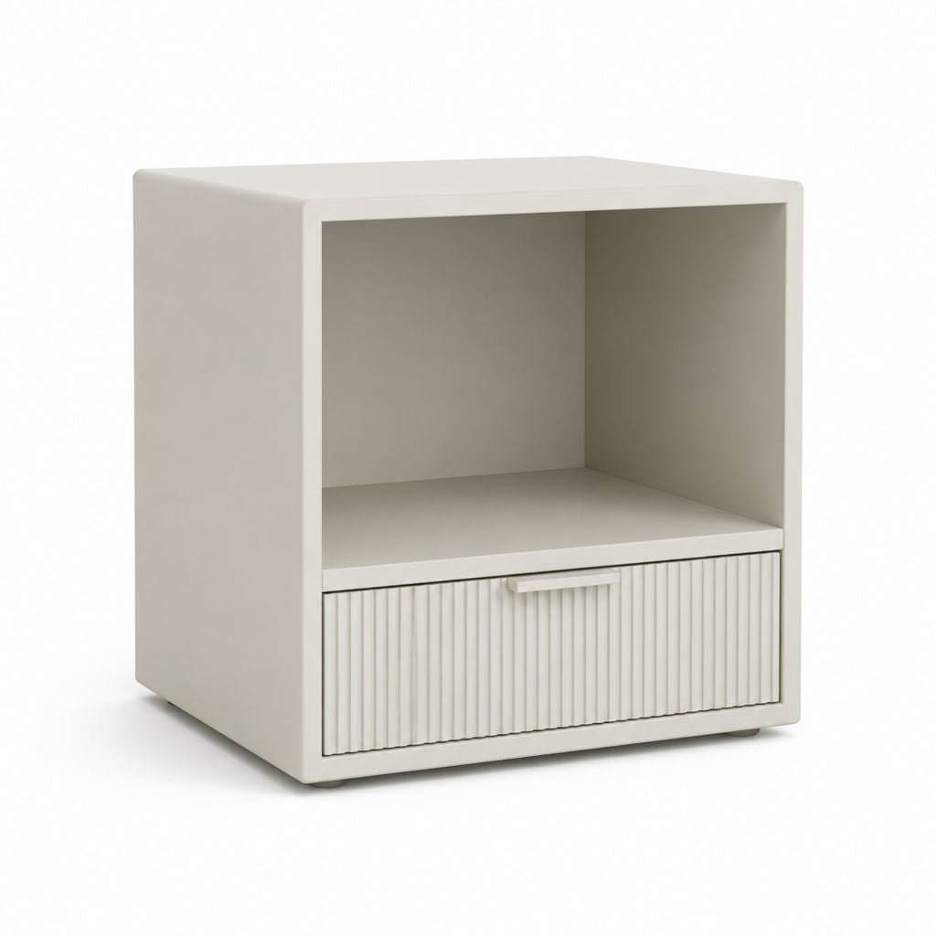 Table de chevet beige en MDF rectangulaire 45 x 40 x 55 cm avec tiroir