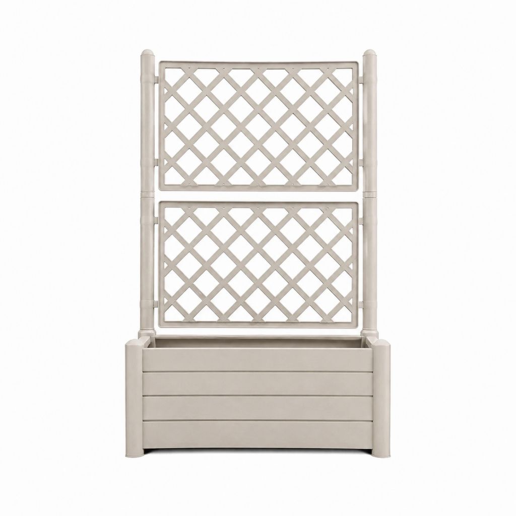 Jardinière avec treillis beige en polypropylène 80 x 30 x 140 cm