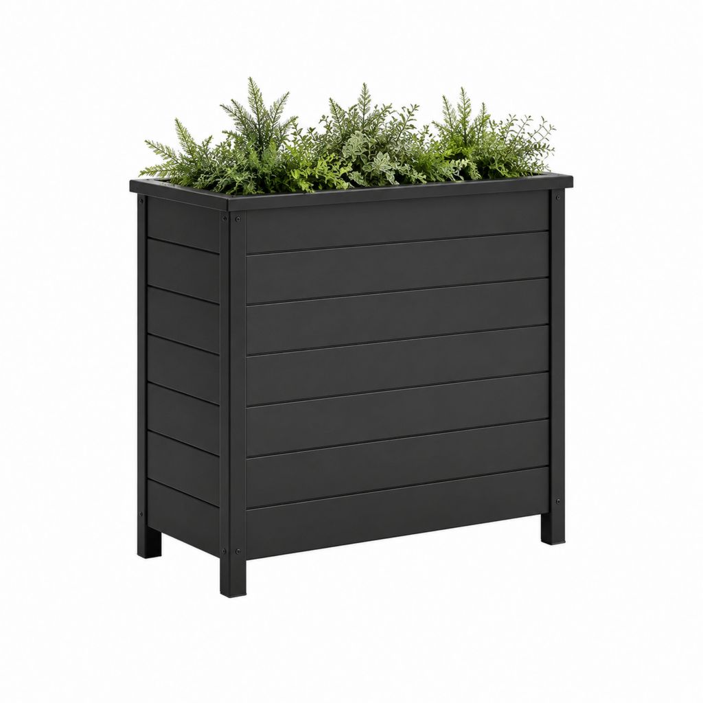 Jardinière sur pieds noire en acier galvanisé rectangulaire 80 x 30 x 80 cm