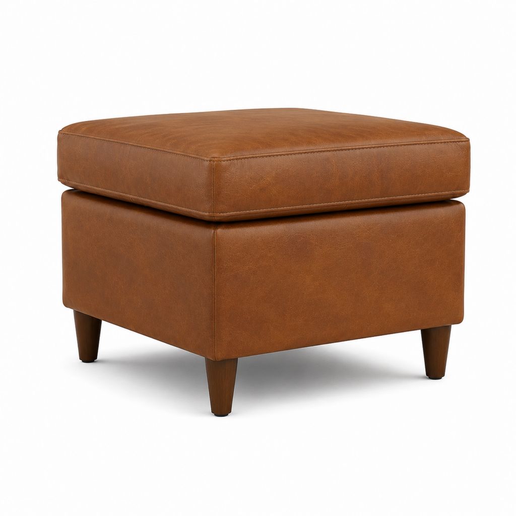 Repose-pieds carré marron en cuir synthétique PU 70 x 55 x 45 cm