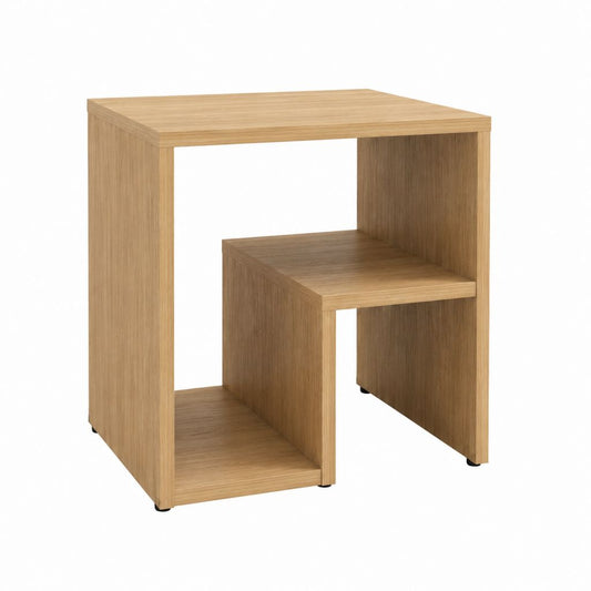 Table de chevet gigogne chêne clair en panneaux de particules mélaminés 40 x 40 x 60 cm