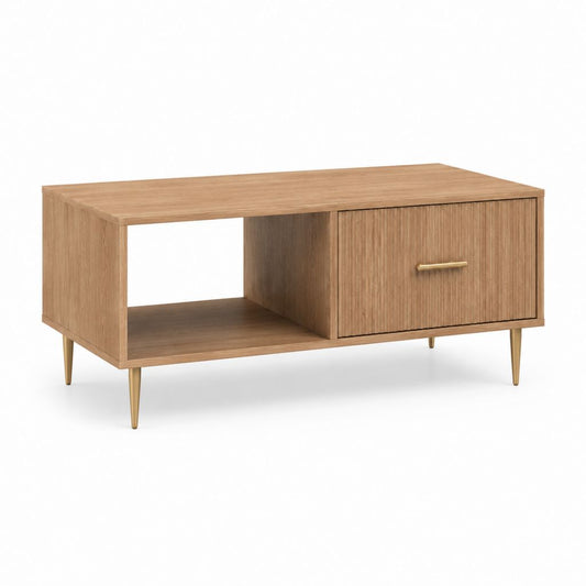 Table basse rectangulaire avec rangement marron en panneaux MDF 120 x 60 x 45 cm