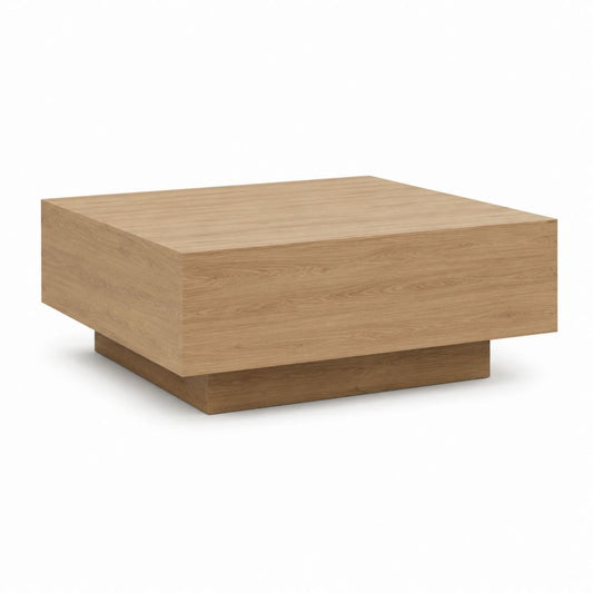 Table basse carrée effet chêne en panneaux MDF plaqués chêne 100 x 100 x 35 cm