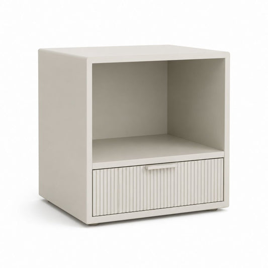 Table de chevet beige en MDF rectangulaire 45 x 40 x 55 cm avec tiroir