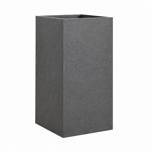 Pot de fleurs haut carré gris anthracite en fibre de verre 30 x 30 x 60 cm
