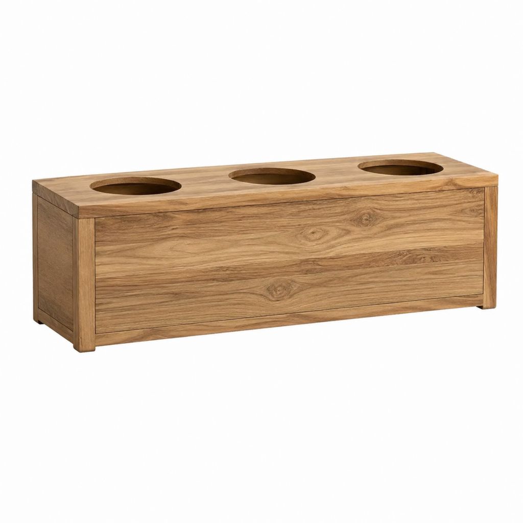 Jardinière rectangulaire 3 emplacements en teck massif naturel 100 x 40 x 40 cm