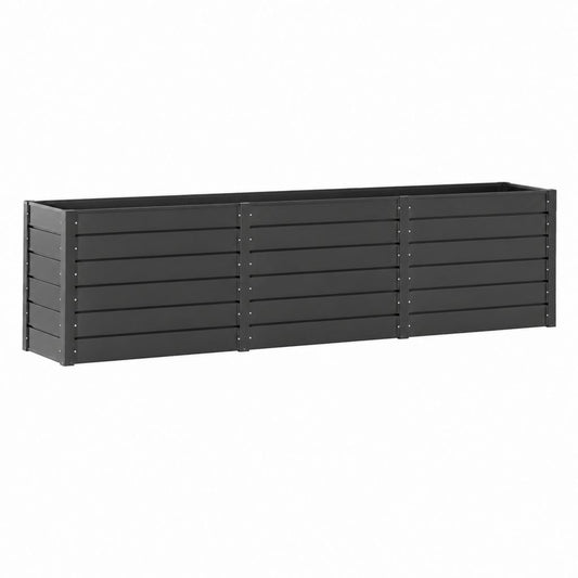 Jardinière surélevée rectangulaire anthracite en acier galvanisé 320 x 80 x 77 cm