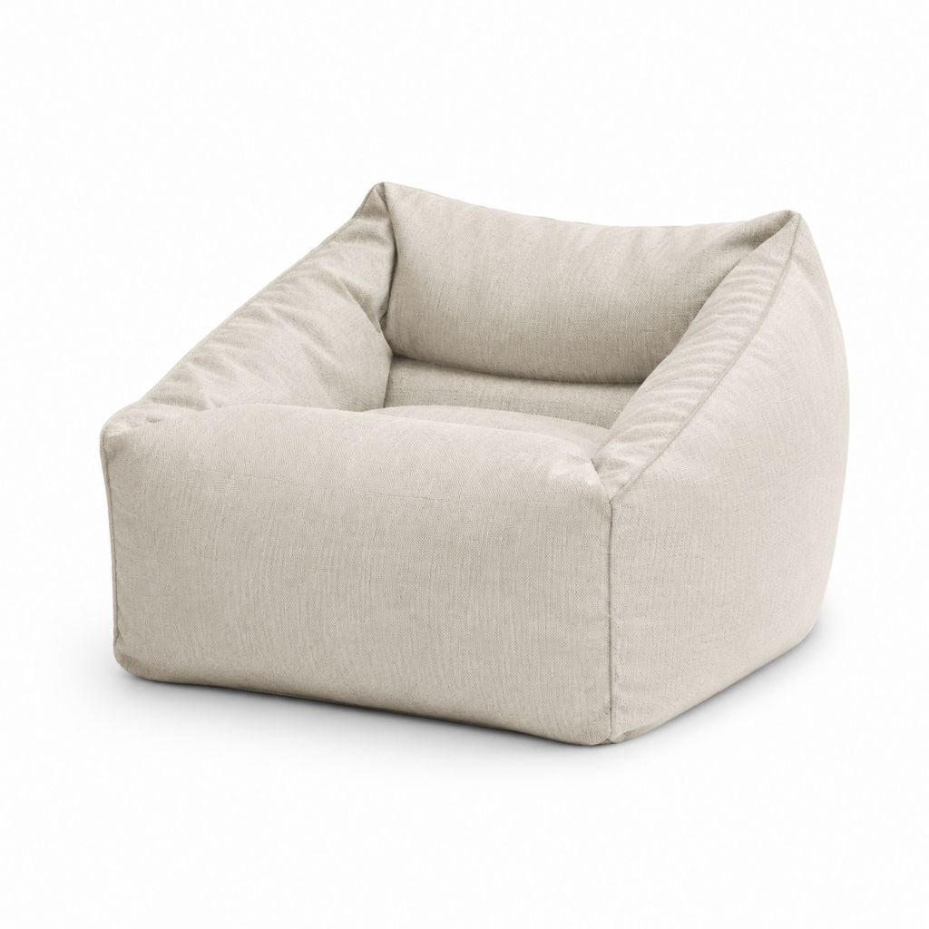 Fauteuil pouf carré beige en polyester 85 x 85 x 75 cm