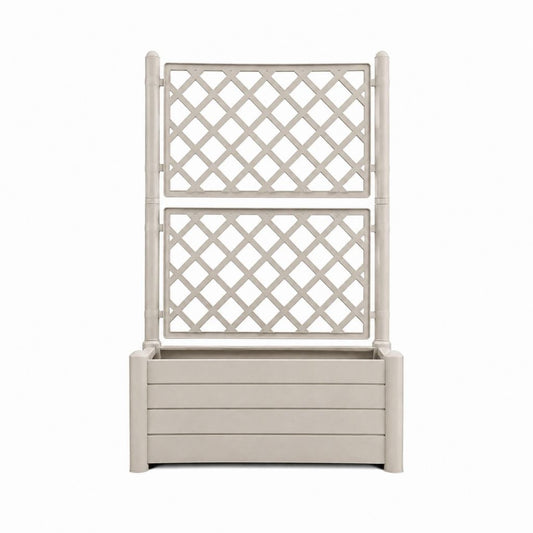Jardinière avec treillis beige en polypropylène 80 x 30 x 140 cm